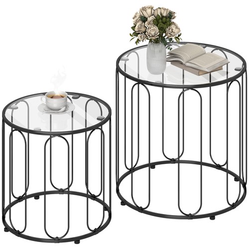 Homcom round coffee table set - round,