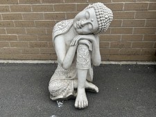 Stone buddha garden ornament Large Heavy Statue Cast White stone Buddha resting