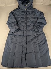 Cole Haan Signature Jacket Womens Medium Navy Blue Puffer Feather Down Hooded