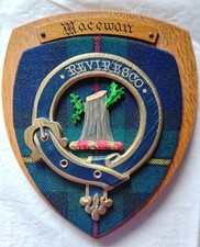 Scottish Clan Macewan Wooden Plaque with tartan fabric