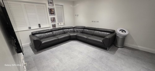 Dark grey corner leather sofa - grey,