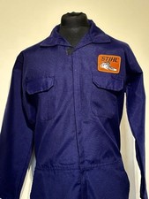 Stihl Chainsaw Tree Work Badged Zip Navy Boiler Suit Overalls Size S 35-38 Inch