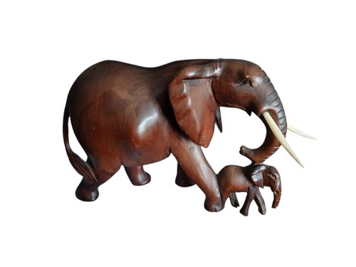 Hand carved wooden elephant - carved, &