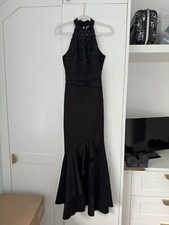 Lipsy Dress Size 6 Black High Neck Embellished Detail Petite 