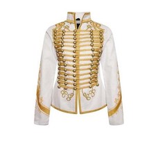 Women White Gold Cotton Hussar