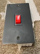 Volex 45A DP Switch Black Ins Matt Black Flat Plate cooker switch