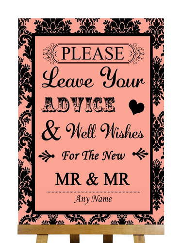 Coral black damask guest book - coral,