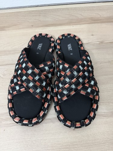 Zara woven cross strap slides - zara,