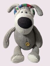 Boofle Knitted Dog Plush Soft Toy Multicoloured Winter Fluffy Ear Muffs 