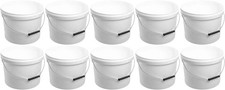 10x 10 Litres Plastic Buckets Tubs White Containers - No Lids