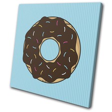 Americana Donut Food Kitchen SINGLE CANVAS WALL ART Picture Print