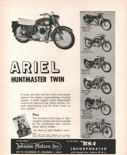 1958 ariel huntmaster twin - ariel,
