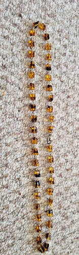 Orange brown glass bead chain - orange,