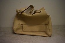 Furla Large Cream Thick Soft Leather Fold-Over Carry Bag
