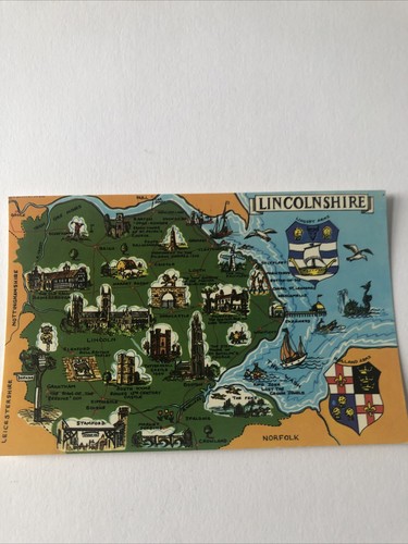 Lincolnshire map postcard - lincolnshire,