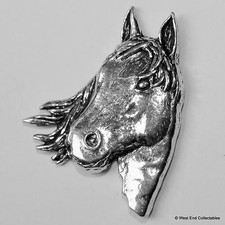 Horse Head Pewter Brooch Pin -