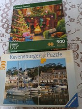2 x 500 PIECE JIGSAWS - CHRISTMAS FIREPLACE / THE HARBOUR AT PADSTOW