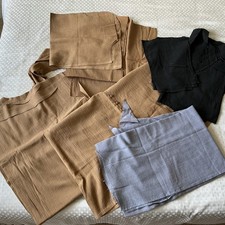 Vintage 100% Cotton Crepe Grey Tan Black Cheesecloth Fabric Remnant Craft x3 LOT