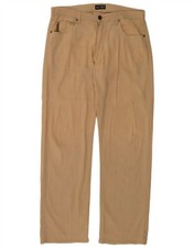 ARMANI Mens Comfort Fit Straight Casual Trousers W36 L32 Beige Linen CT09