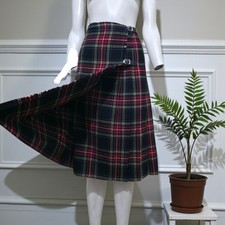 UK 12 Vintage Wool Kilt Skirt