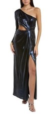 Marchesa Notte One - Shoulder Gown Navy  Metallic Dress - US 8 / UK 12 