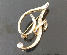 Letter 'F' Gold Tone Brooch 5