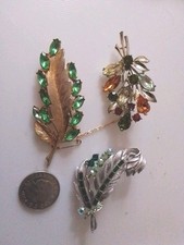 Three Fab Vintage Brooches Incl Names