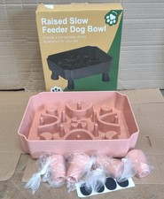 Raised slow feeder dog bowl