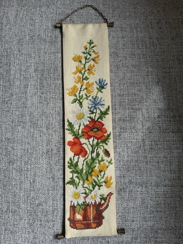 Vtg cross stitch bell pull - bell,
