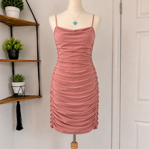 Polly ruched pink bodycon - oh,