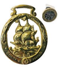 Horse Brass Metal Ship Golden