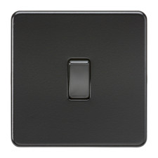 KNIGHTSBRIDGE SCREWLESS FLATPLATE LIGHT SWITCHES & SOCKETS MATT BLACK RANGE