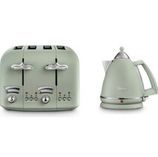 Delonghi Argento Flora 1.7L Kettle & Toaster 4 Slices SET GREEN DL3015/DL3022