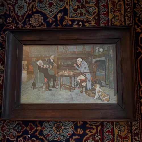 Framed men playing chess - men,