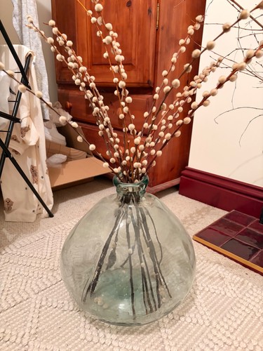 Large glass bottle neck vase