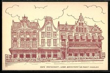 Artist postcard Haarlem, cafe