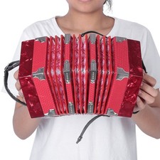 Professional 20 Buttons Accordion Concertina Musical Instrument (Red)