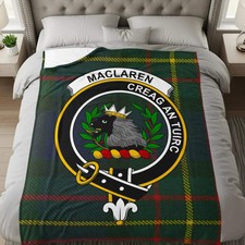 MacLaren Clan Crest Scottish Tartan Blanket