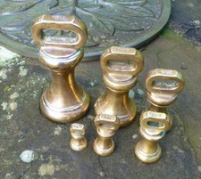 Vintage Matching Set of 6 Brass Bell Weights 1Lb to 1/2 Oz Kitchen Scales