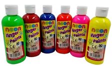 6 X 200ml NEON FINGER Paint Childrens Ready Mixed Non Toxic Kids Paints Bottles