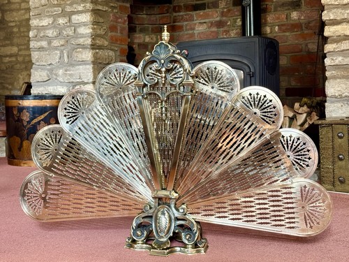 Vintage brass peacock fan - peacock, fire