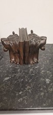 antique  Carved lions.Book Ends Apx 6 In Height 6 In Width Heavy Duty 