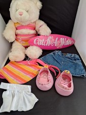 BAB Pink Cotton Candy Plush Bear in Bikini Outfit Clothes Pink Surf Board Shoes 