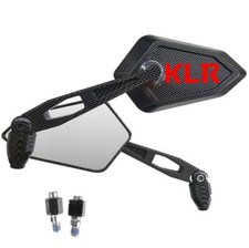 Mirrors Street Carbon Look Red Logo Kawasaki KLR 250 570 600 Enduro