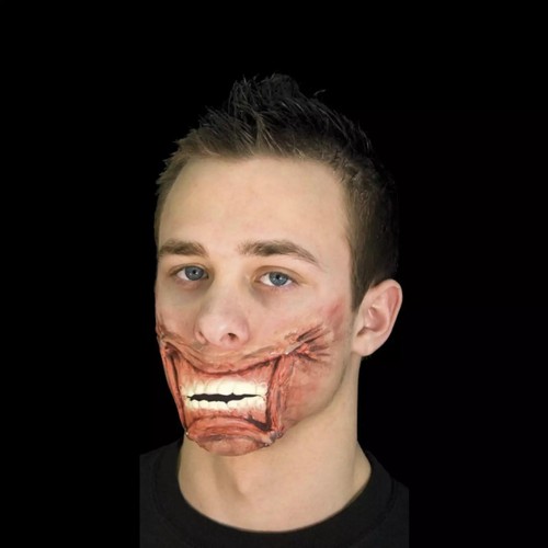 Stapled mouth prosthetic face - prosthetic,