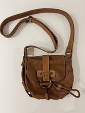 FAT FACE Leather Crossbody Handbag. Tan Brown.