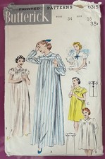 Rare 1940s/1950s vintage Butterick sewing pattern 6315 nightdress 34” bust