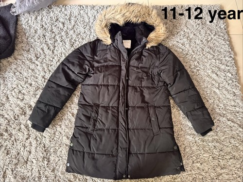 Girls black parka coat age - black,