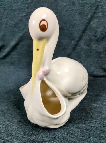 Vtg block pottery - vtg, stork