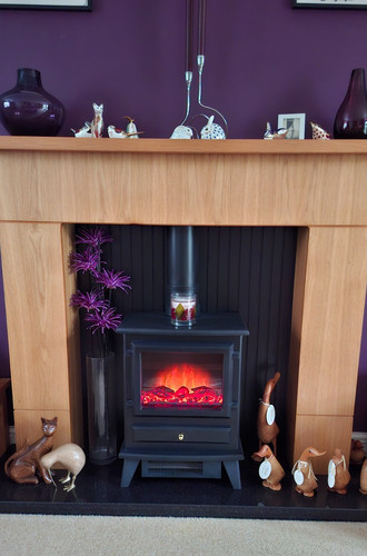 Black granite hearth with